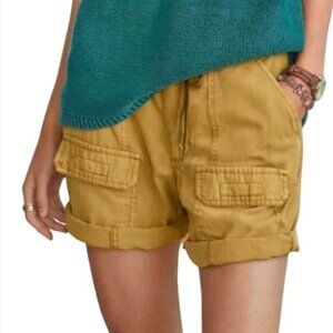 Sundance Mustard Yellow Tencel Desert Utility Cargo Shorts NWT